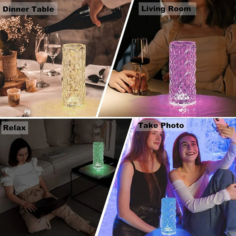 Crystal Touch Night Light for Bedroom Decor (16 Colors, Remote, USB)
