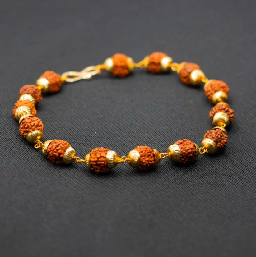 Gold Plated Rudraksha Bracelet For Men
