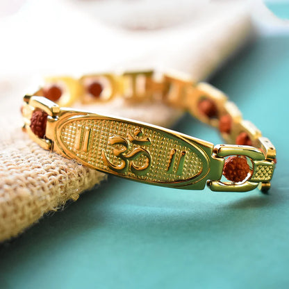 Om Name Bracelet with Rudraksha:Divine Energy and Protection