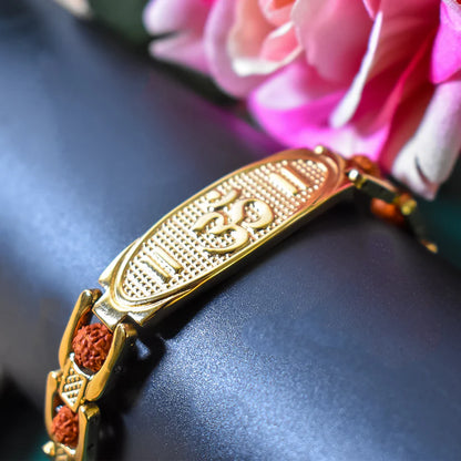 Om Name Bracelet with Rudraksha:Divine Energy and Protection